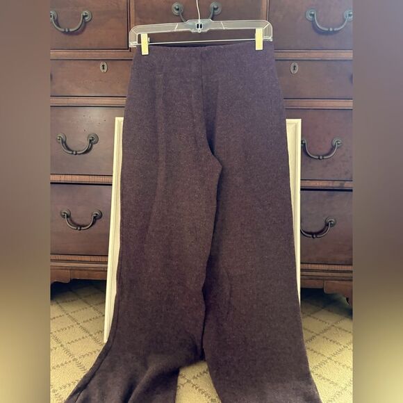 Zara soft straight high waist knit pants Soft Burgundy NWOT S - Picture 2 of 12